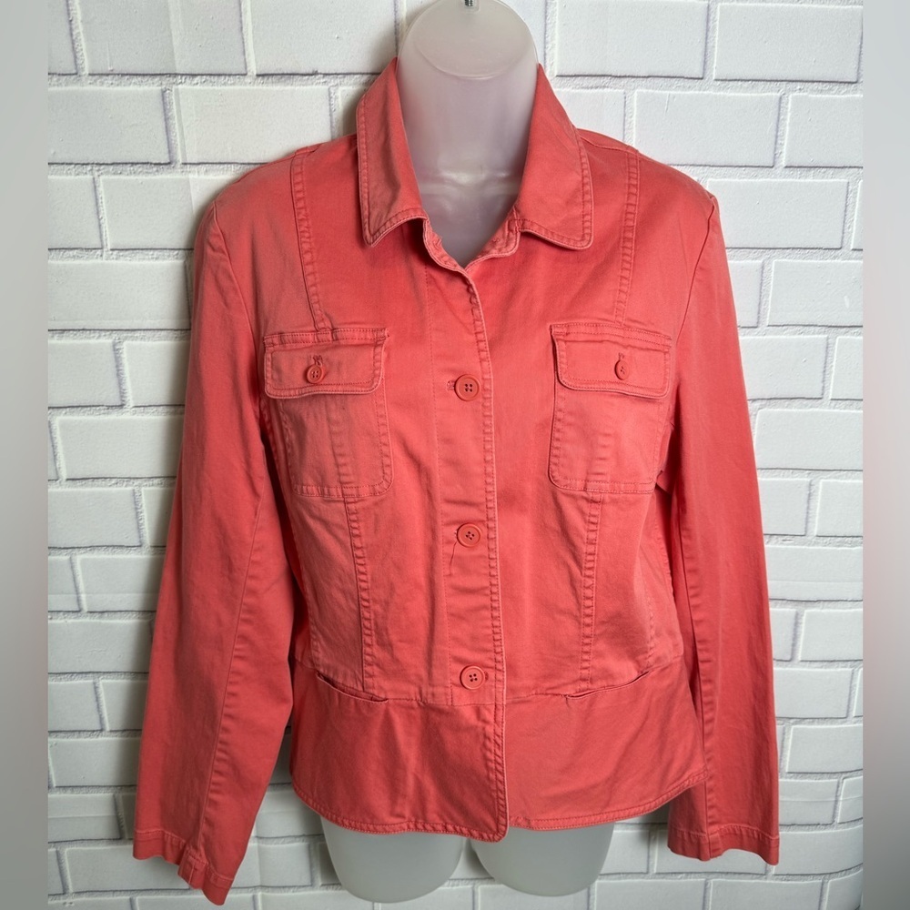 Talbots orange stretch blazer Jacket Lightweight Tailored cotton preppy /size 10